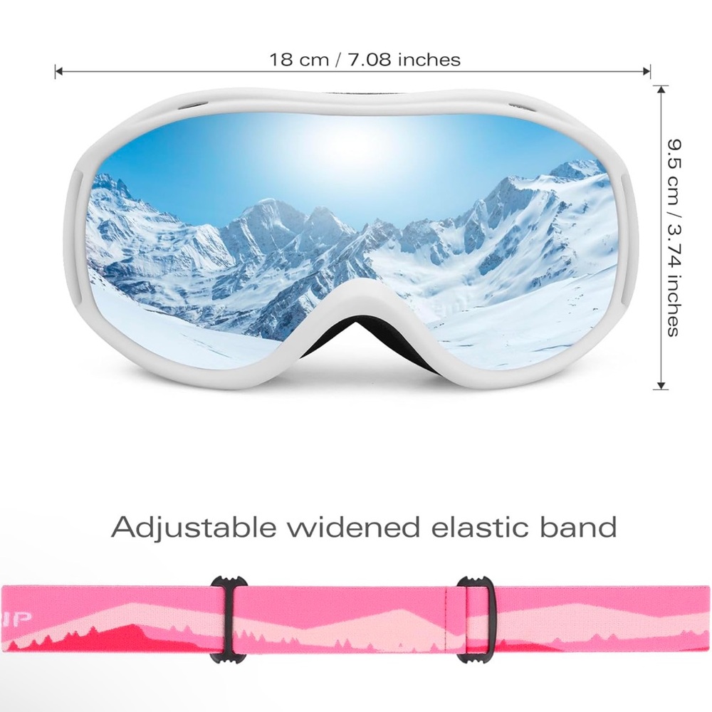 White mirror ski goggles for women